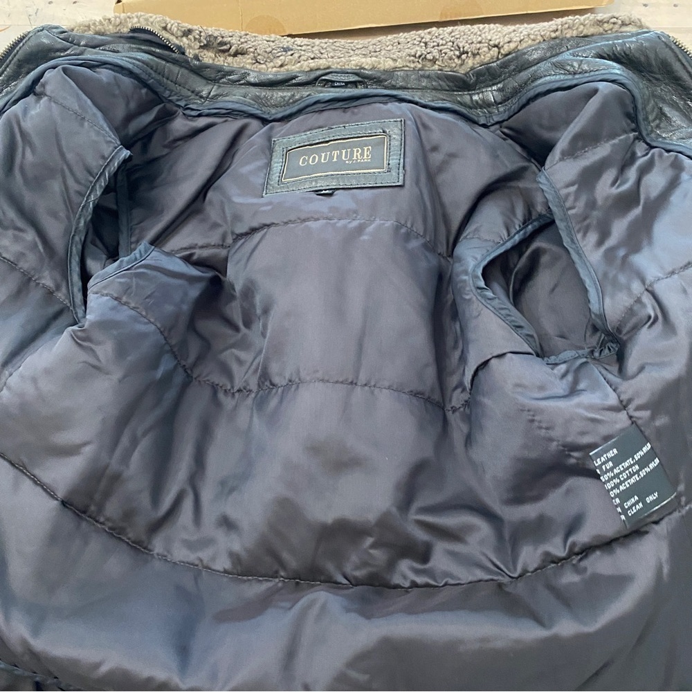 Vintage Couture by J. Park Black Lamb Leather Aviator Bomber Jacket, Size Medium - Picture 6 of 15